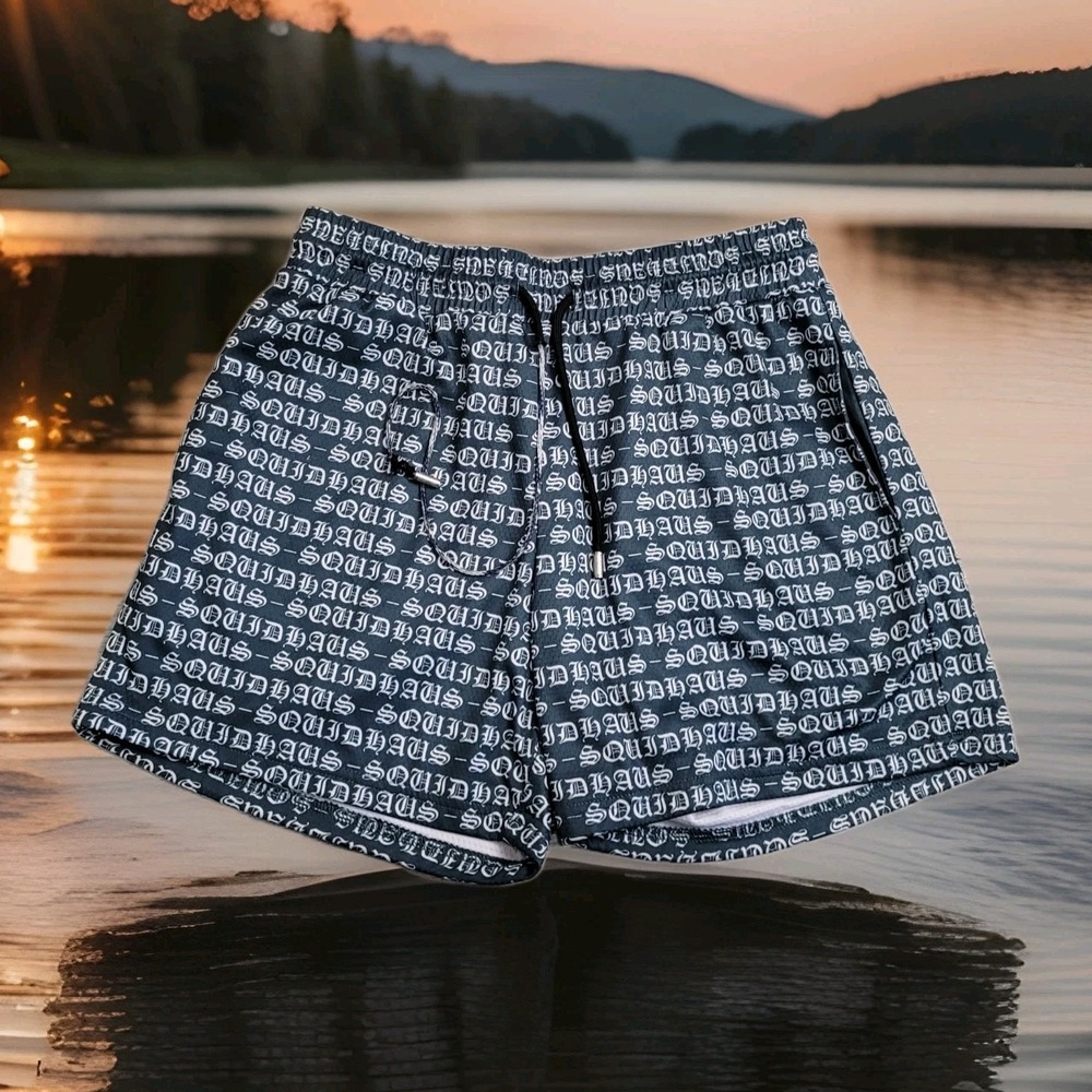 Squidhaus All Over Print Mesh Gym Shorts Mens L Old Money Green 4" Lined Running